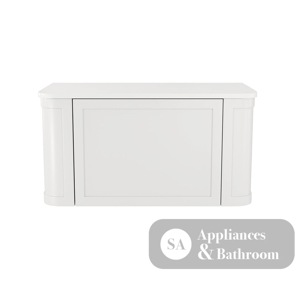 Fienza 90CM Mila Curved Satin White 900 Wall Hung Cabinet - Vanity Units
