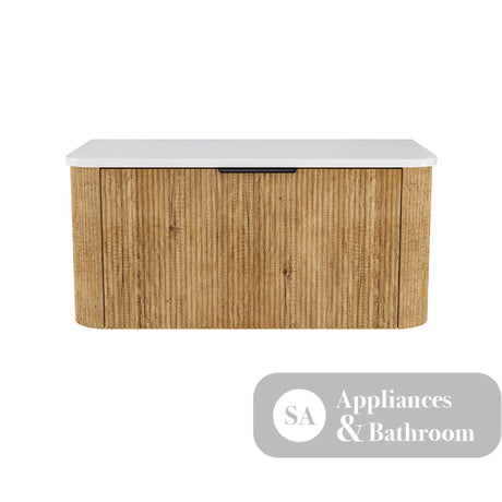 Fienza 90US-C Minka Curved Scandi Oak 900 Wall Hung Cabinet - Vanity Units