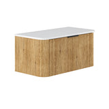 Fienza 90US-C Minka Curved Scandi Oak 900 Wall Hung Cabinet - Vanity Units