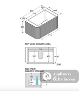 Fienza 90UW-C Minka Curved Satin White 900 Wall Hung Cabinet - Vanity Units
