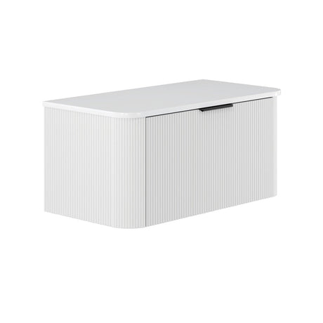 Fienza 90UW-C Minka Curved Satin White 900 Wall Hung Cabinet - Vanity Units