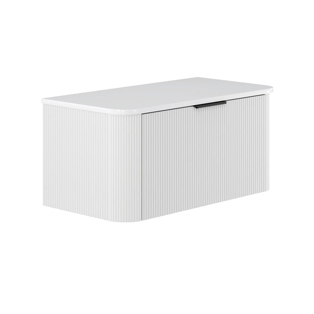 Fienza 90UW-C Minka Curved Satin White 900 Wall Hung Cabinet - Vanity Units