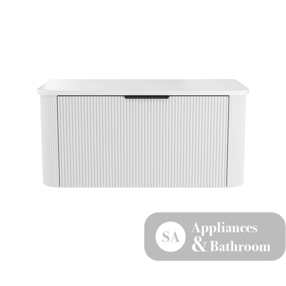 Fienza 90UW-C Minka Curved Satin White 900 Wall Hung Cabinet - Vanity Units