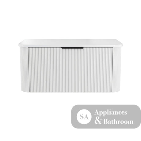 Fienza 90UW-C Minka Curved Satin White 900 Wall Hung Cabinet - Vanity Units