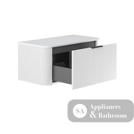 Fienza 90UW-C Minka Curved Satin White 900 Wall Hung Cabinet - Vanity Units