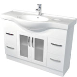 Fienza Antonio 120EKG 1200mm White Vanity Unit with Glass Doors - Vanity Units