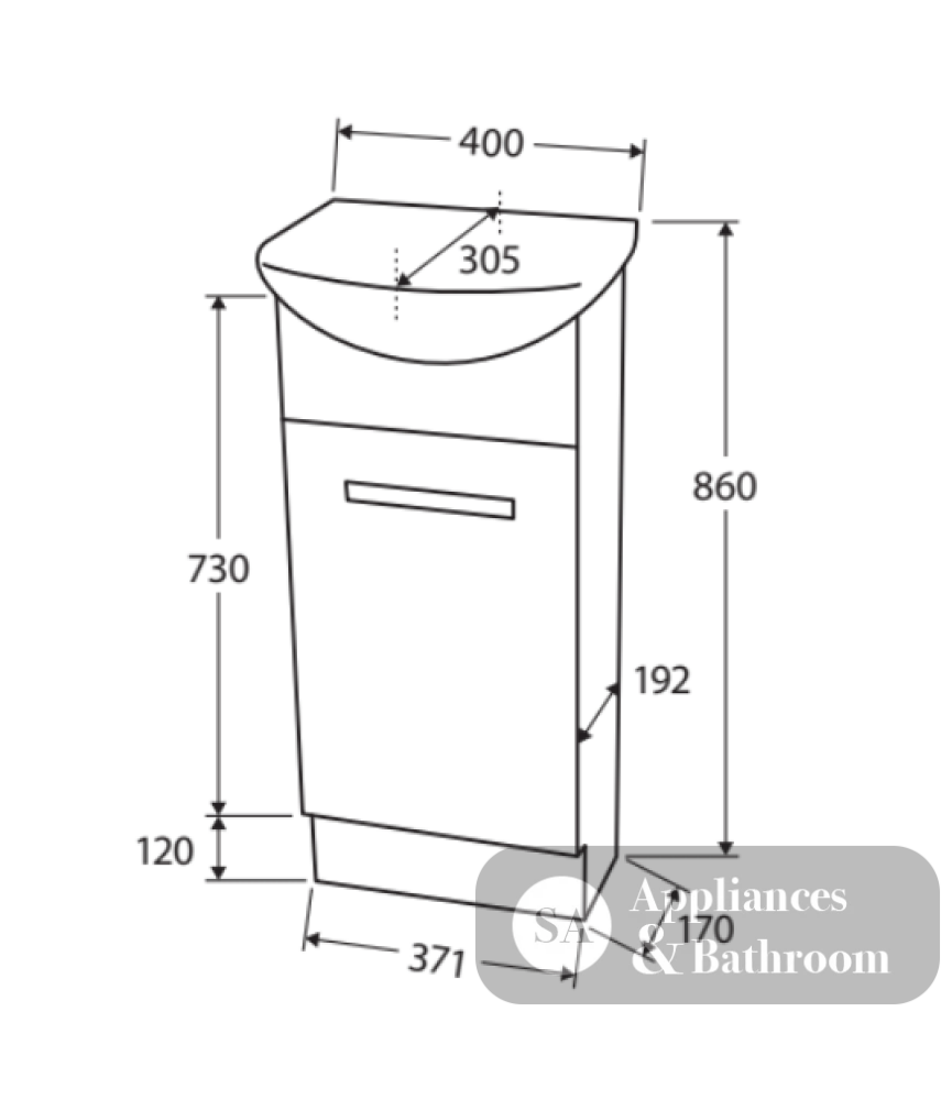 Fienza Antonio 40Akw 400Mm White Vanity Solid Door - Special Order Units