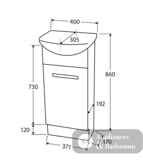 Fienza Antonio 40Akw 400Mm White Vanity Solid Door - Special Order Units