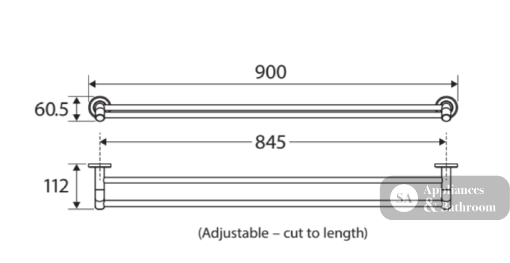 Fienza Axle Double Towel Rail 900mm 83108BN - Brushed Nickel - Double Towel Rail