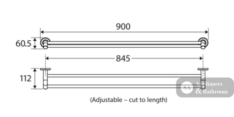 Fienza Axle Double Towel Rail 900mm 83108UB - Urban Brass - Double Towel Rail