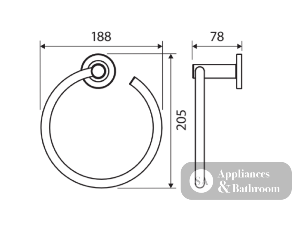 Fienza Axle Hand Towel Ring 83102 - Chrome - Hand Towel Holder