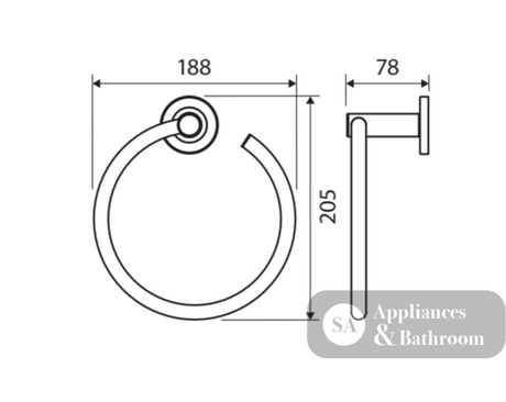 Fienza Axle Hand Towel Ring 83102MB - Matte Black - Hand Towel Holder