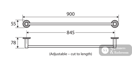 Fienza Axle Single Towel Rail 900mm 83101UB - Urban Brass - Towel Rail