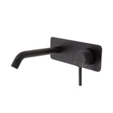 Fienza Axle Wall Basin/Bath Mixer Set Matte Black Soft Square Plate 160Mm Outlet 231106B Bathroom