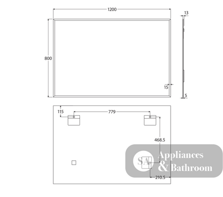 Fienza BEM-12080 Bevel Edge Rectangular Mirror 1200 x 800mm - Mirrors