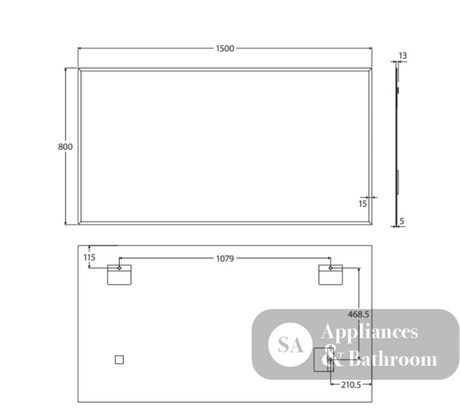 Fienza BEM-15080 Bevel Edge Rectangular Mirror 1500 x 800mm - Mirrors