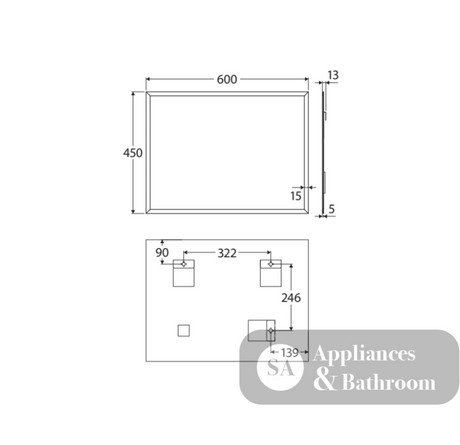 Fienza BEM-4560 Bevel Edge Rectangular Mirror 450 x 600mm - Mirrors