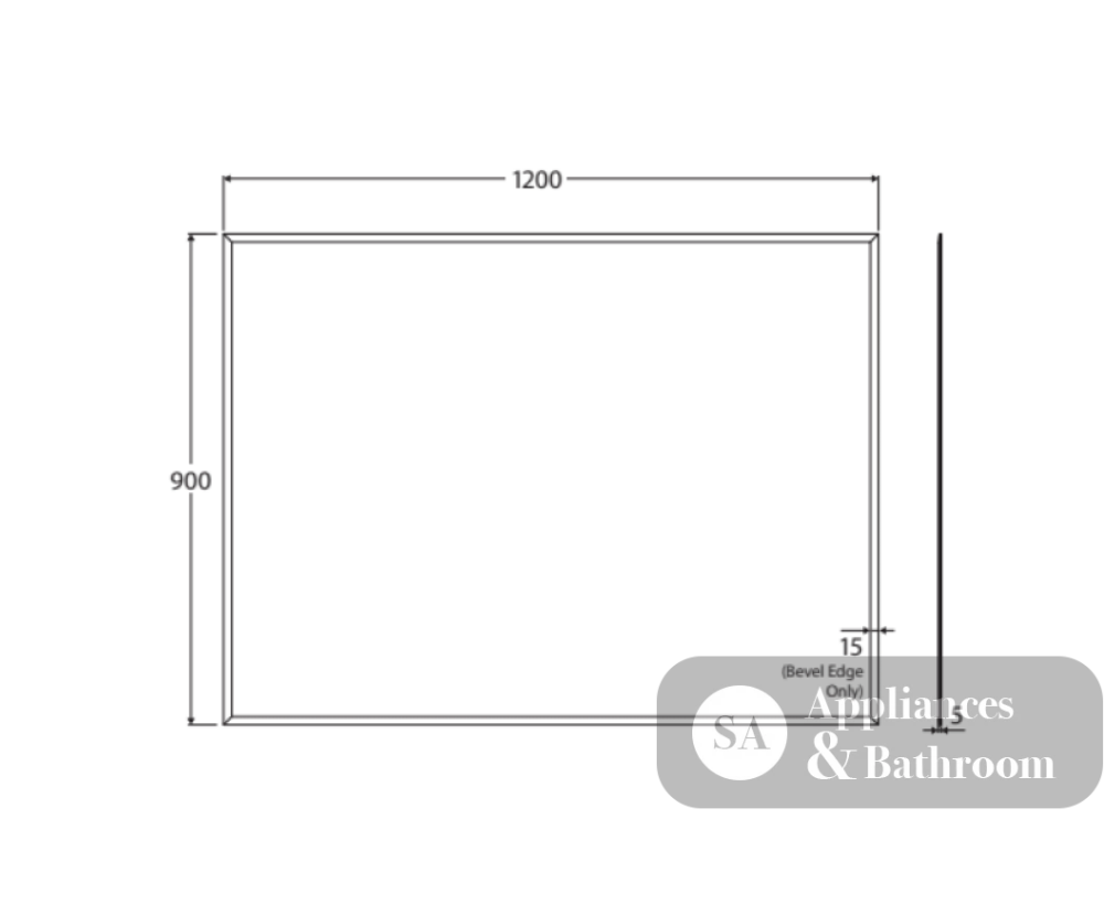 Fienza BEM12090G Bevel Edge Rectangular Glue-On Mirror 1200 x 900mm - Mirrors