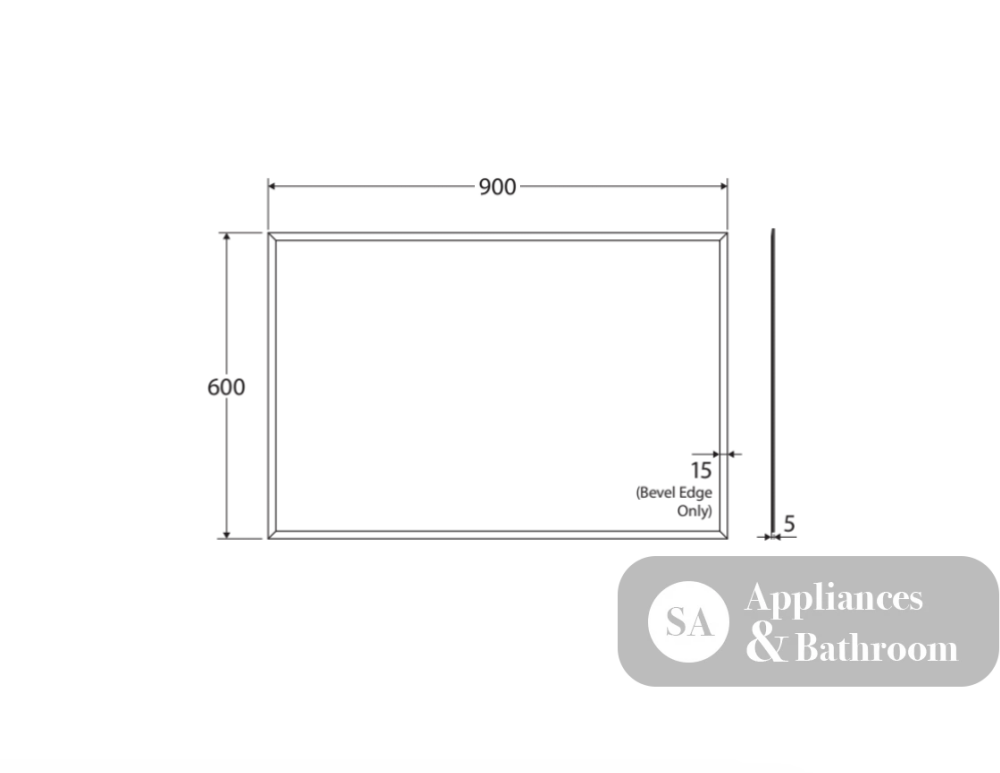 Fienza BEM9060G Bevel Edge Rectangular Glue-On Mirror 900 x 600mm - Mirrors