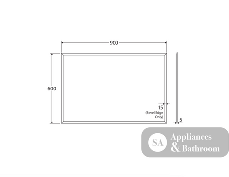 Fienza BEM9060G Bevel Edge Rectangular Glue-On Mirror 900 x 600mm - Mirrors