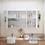Fienza BSS150 Bevel Edge 1200 Mirror Cabinet 2 Side Shelves - Mirrors & Cabinets