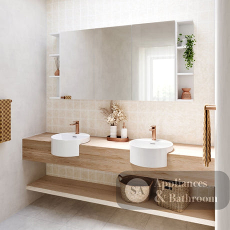 Fienza BSS150 Bevel Edge 1200 Mirror Cabinet 2 Side Shelves - Mirrors & Cabinets