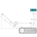 Fienza Care GRAB9070R Ambulant 40° 900x700mm Stainless Steel Right Hand Grab Rail - Grab Rail