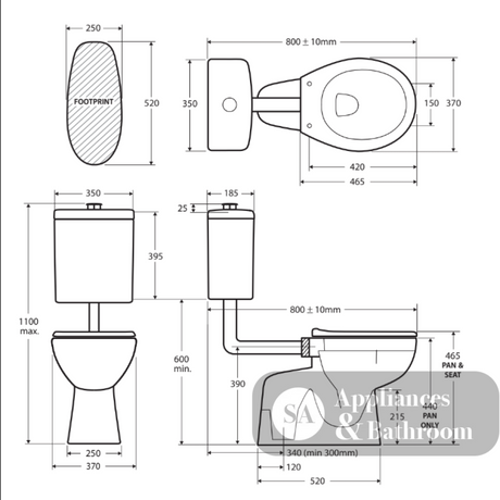 Fienza CARE2L Accessible Toilet Care Kit 2 with Left Hand 40° Degrees Rail Blue Seat - Adjustable Link Toilet