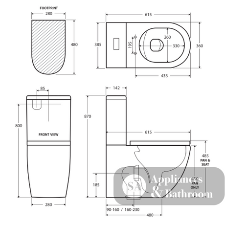 Fienza CARE3A Ambulant Back to Wall Toilet Care Kit S-Trap 90-160 - Back-to-Wall Toilet