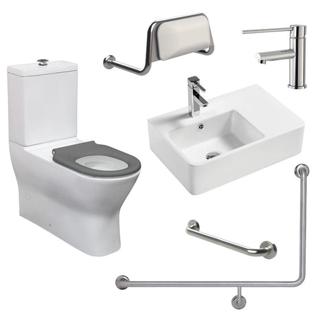 Fienza CARE4LL CARE4LR Delta Accessible Care Kit with Left Hand 90° Degrees Rail - Back-To-Wall Toilet