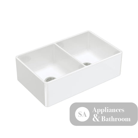 Fienza Charlton 68702 Double Butler Sink 838x483x254mm White - Butler Kitchen Sinks
