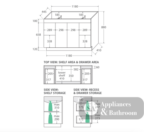 Fienza CIT120NKW Citi 1200mm Sink & Vanity on Kickboard - Laundry Cabinets