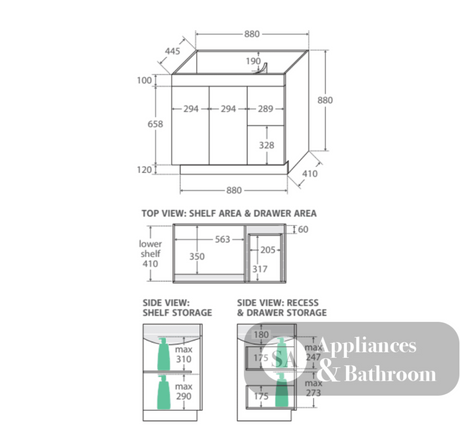 Fienza CIT90NKWR Citi 900mm Sink & Vanity on Kickboard - Laundry Cabinets