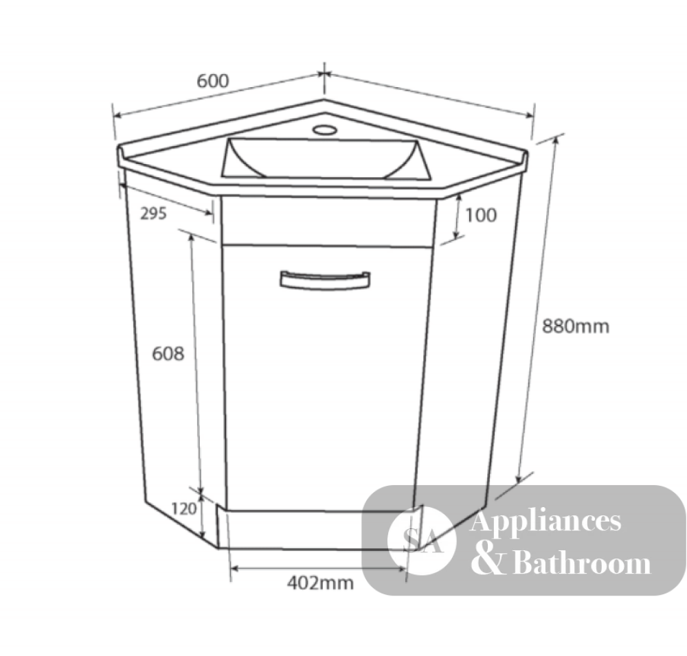 Fienza Corner 600 Pc6060 White Vanity Unit - Special Order Units