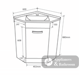 Fienza Corner 600 Pc6060 White Vanity Unit - Special Order Units
