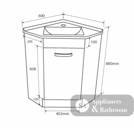 Fienza Corner 600 Pc6060 White Vanity Unit - Special Order Units