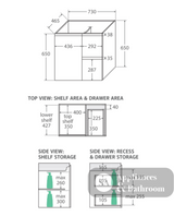 Fienza Crystal Pure 750Mm Sc75Zr Undermount Stone Top Wall Hung Vanity Unit Fingerpull Right Drawers