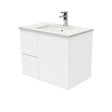 Fienza Crystal Pure Sc75Fl 750Mm Undermount Stone Top Fingerpull Wall Hung Vanity Unit Left Drawers