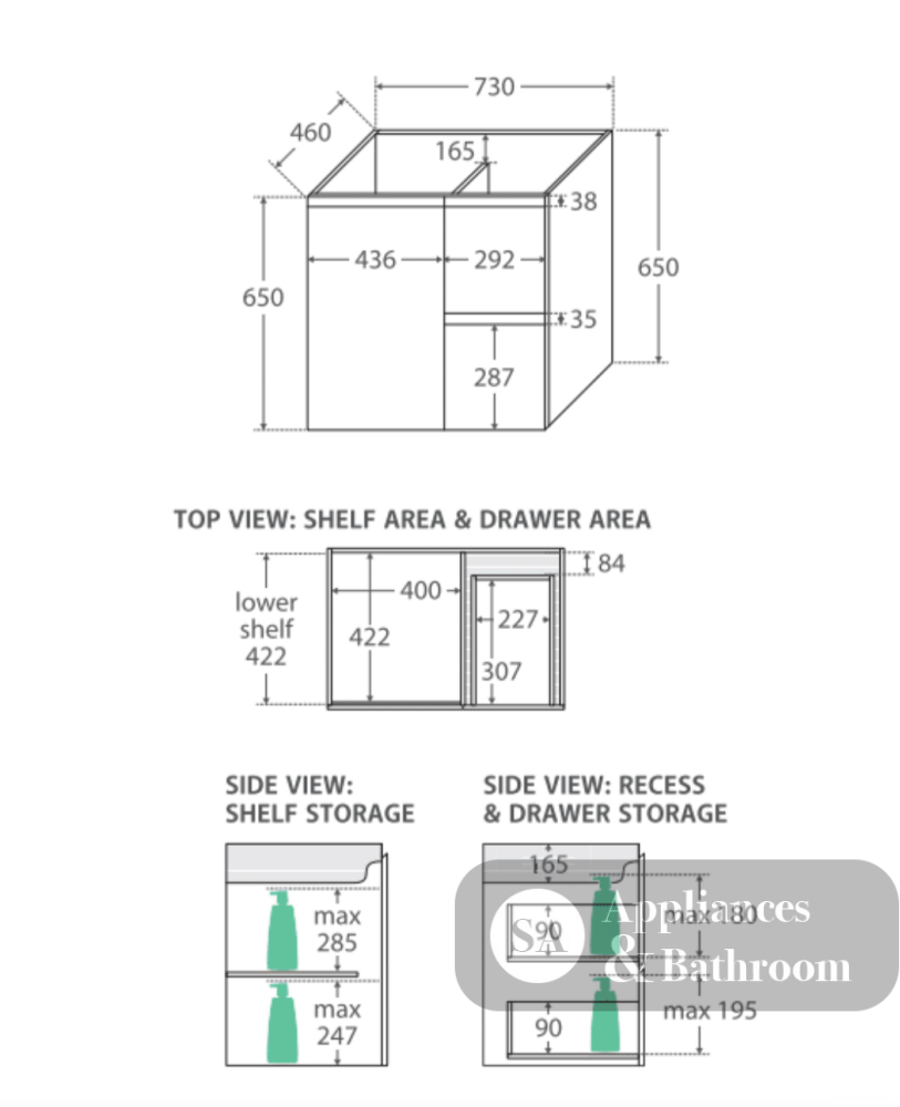 Fienza Crystal Pure Sc75Sl 750Mm Undermount Stone Top Edge Scandi Oak Wall Hung Vanity Unit Left