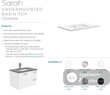 Fienza Crystal Pure Sc75Sl 750Mm Undermount Stone Top Edge Scandi Oak Wall Hung Vanity Unit Left