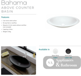 Fienza CSB01 Bahama Above Counter Solid Surface Basin Matte White - Basins