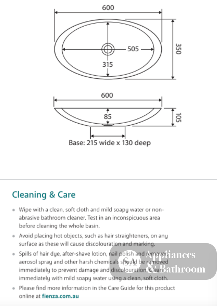 Fienza CSB01-MB Bahama Above Counter Solid Surface Basin Matte Black - Basins