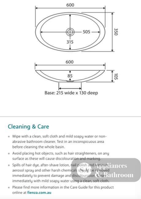 Fienza CSB01-MB Bahama Above Counter Solid Surface Basin Matte Black - Basins