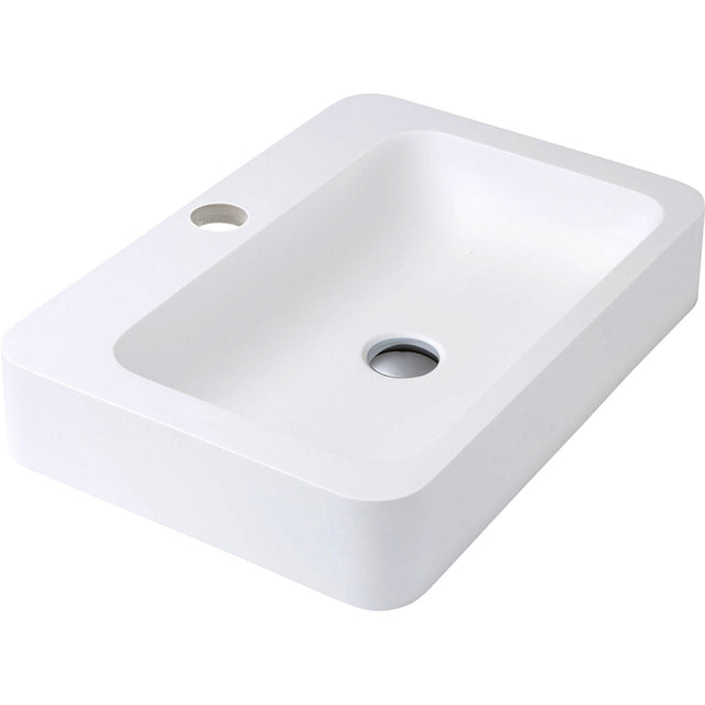 Fienza CSB010-3 Rondo 600mm 3 Tap Hole Cast Stone Above Counter Basin Matte White - Basins