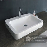 Fienza CSB010 Rondo 600mm 1 Tap Hole Cast Stone Above Counter Basin Matte White - Basins