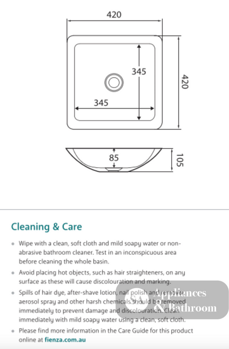 Fienza CSB02-MB Classique Above Counter Solid Surface Basin Matte Black - Basins