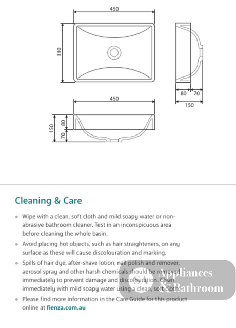Fienza CSB05 Kados Semi Inset Cast Stone Basin White - Basins