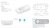 Fienza CSB310 Minka Solid Surface Wall Basin No Tap Hole - Basins