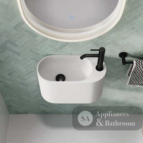 Fienza CSB311-1 Ari Cast Stone Wall Basin One Tap Hole - Basins