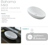 Fienza CSB61 Bahama MK11 Above Counter Solid Surface Basin Matte White - Basins